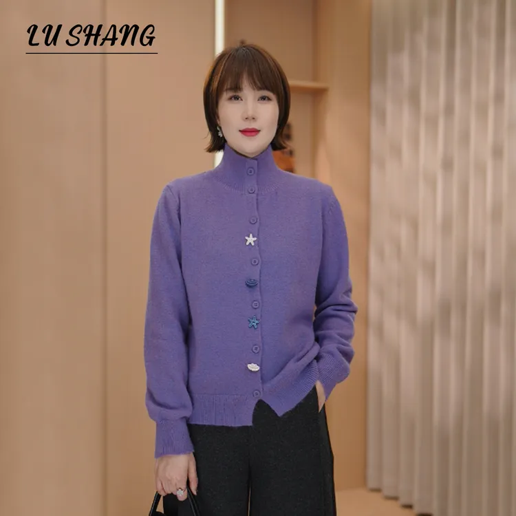 【海星派对】优雅立领，精致侧颜！露赏2025冬季单排扣时尚针织毛衣