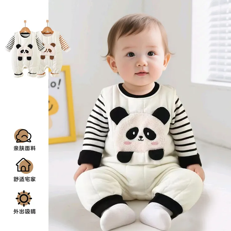 婴儿套装套头卡通秋冬季连体衣日常穿搭加厚保暖儿童宝宝冬装外穿