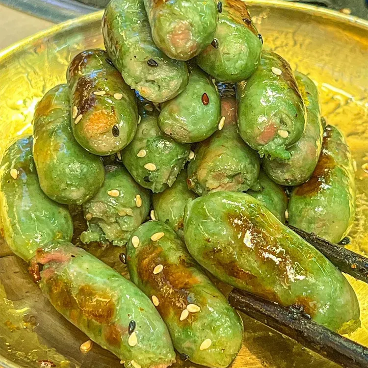 【脆皮爆汁】风味烤肠山葵芥末小香肠营养大号空气炸锅半成品商用