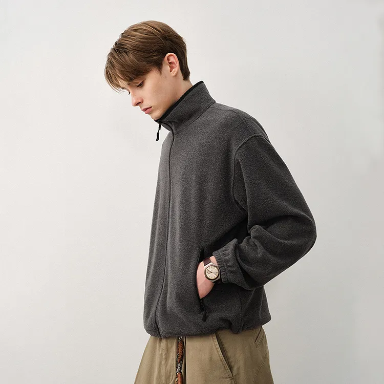 714street毛绒呢料针织开衫秋冬夹克外套男老钱风miu系穿搭521307