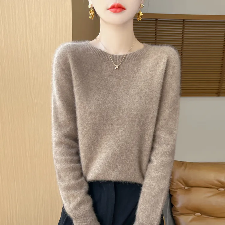 一线成衣纯羊毛打底衫女秋冬圆领宽松毛衣2025新款内搭针织衫