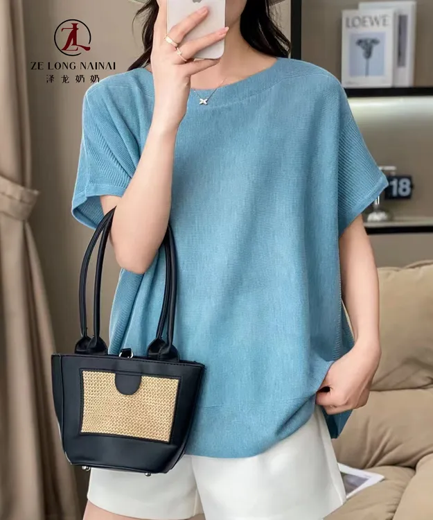 8907罗马假日软糯宽松质感时尚百搭夏季针织t恤