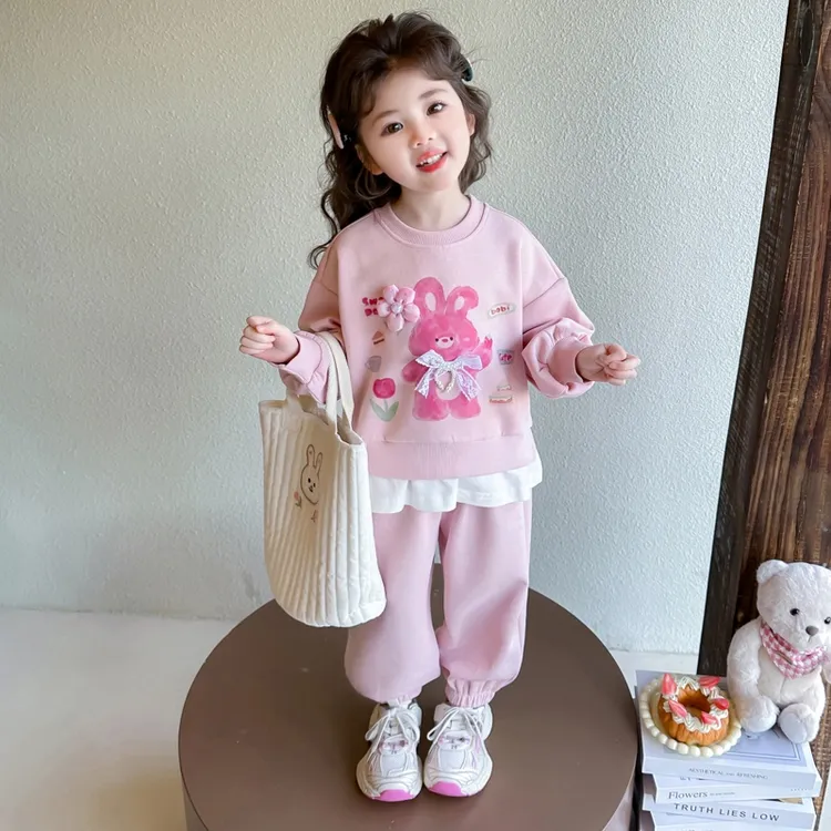 女童春秋季可爱小兔子套装2025新款洋气时髦运动服宝宝秋装两件套