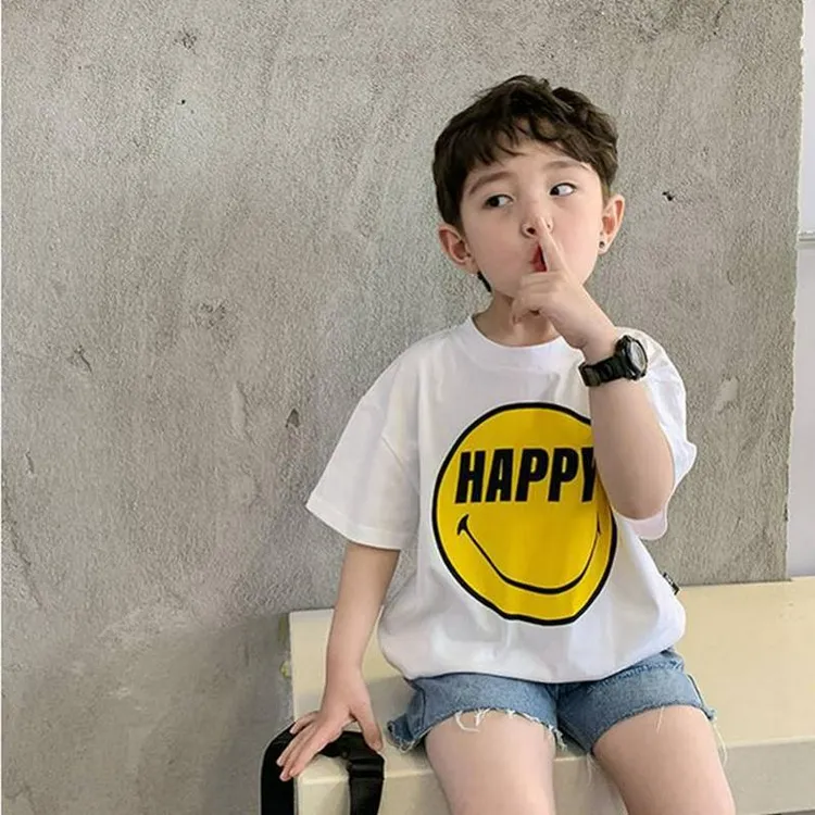 童装纯棉短袖T恤蓝色小熊 新款纯棉男童短袖儿童上衣T恤童装