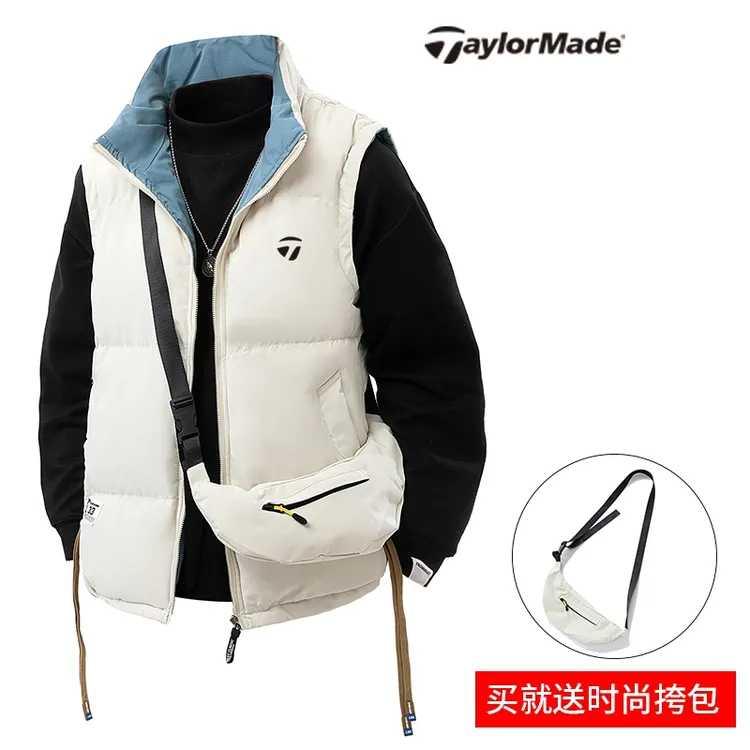 Taylormade冬季男士高尔夫户外休闲立领潮流棉马甲保暖百搭外套男