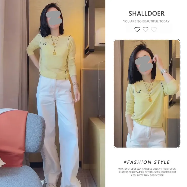 巨好看的秋装一整套女2025新款长袖T恤弯刀裤裤子两件套