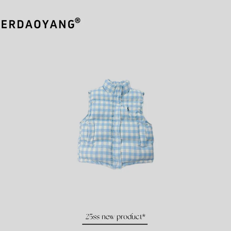 ERDAOYANG "格纹定律" 秋冬刺绣格纹立领加厚休闲夹棉马甲MJD009