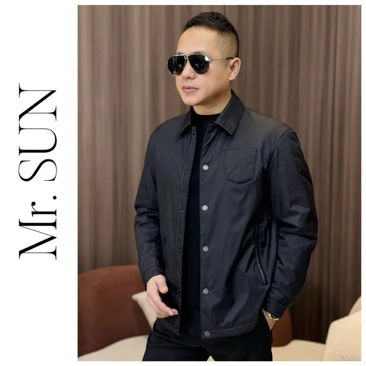 孙先生男装桑蚕丝内胆时尚商务风配绵羊皮翻领外套878213