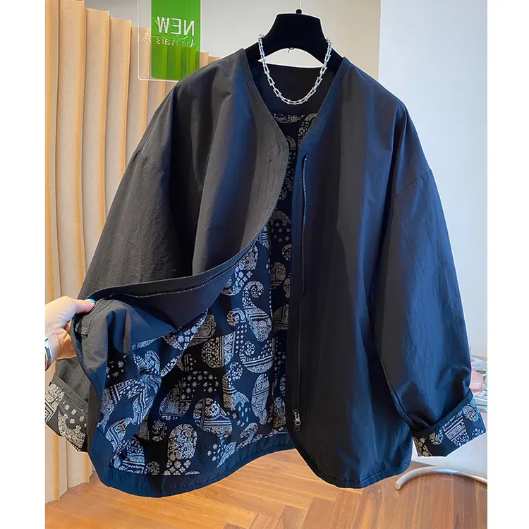 高级感春秋短款长袖风衣外套女胖MM大码宽松简约百搭上衣潮流爆款