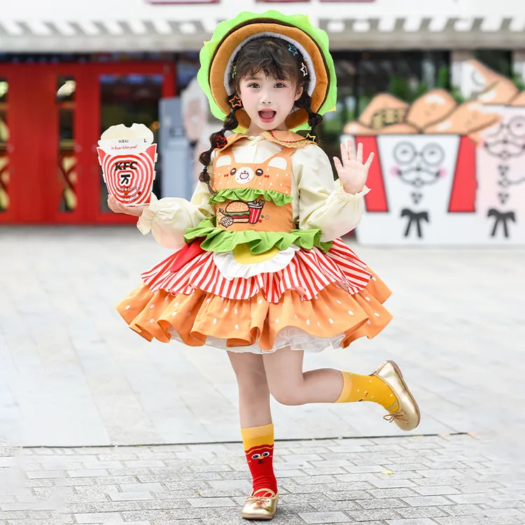 洛丽塔女童公主裙秋装套装儿童蓬蓬裙子小女孩生日礼服蛋糕连衣裙
