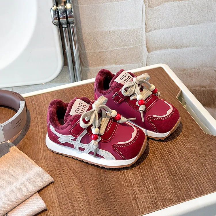 儿童加绒运动鞋冬季新款1-6岁男童阿甘鞋软底防滑二棉德训鞋耐磨