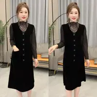 洋气时尚欧货气质显瘦丝绒马甲裙611#