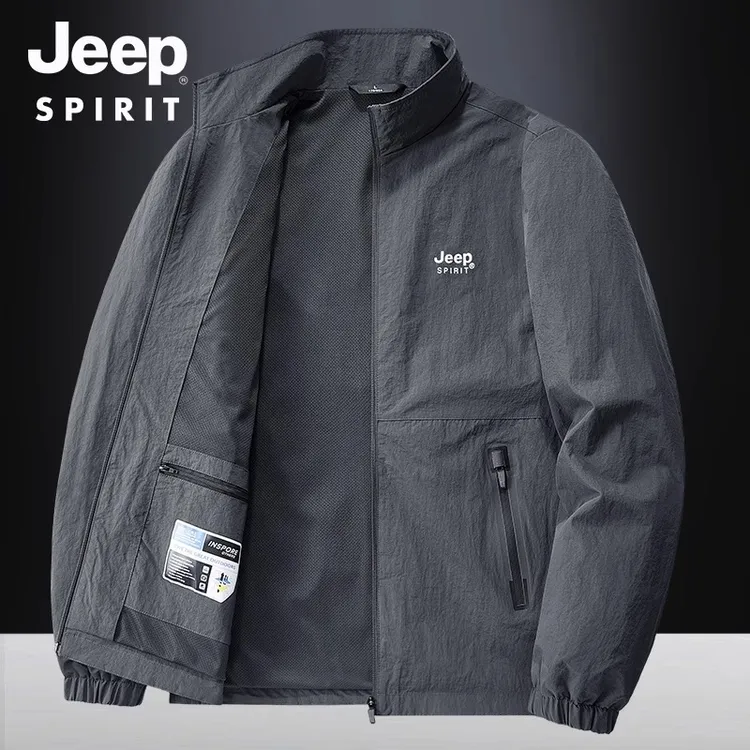 JEEP吉普2025新款秋冬季加绒夹克男立领户外防风外套男高品质休闲