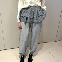 anan拼接格子灰色运动收脚运动裤FZkz250318009