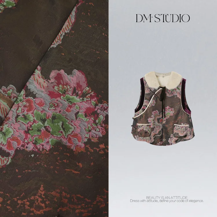 DEDM•STUDIO/新中式奢华复古高级感水貂毛领无袖马甲2511MJ/72721