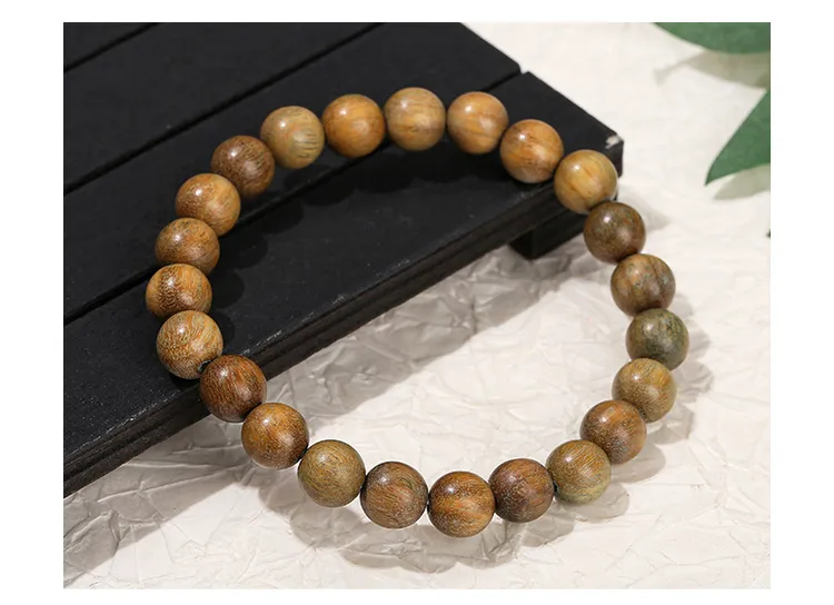 非金属木质手链 绿檀木珠手链学生党木头圆珠子手串男女通用礼物