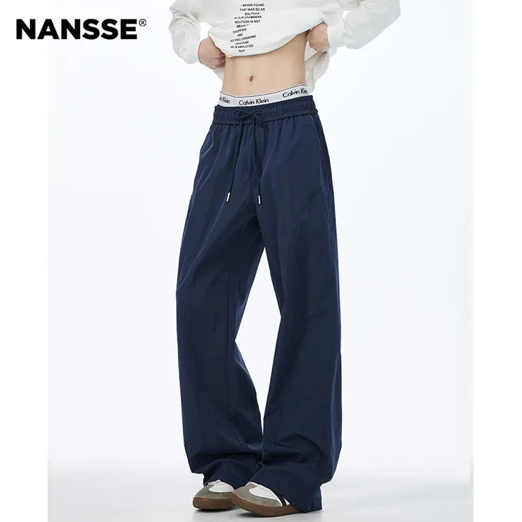 藏青色伐木冲锋裤男款美式休闲直筒cleanfit斜切软壳微喇工装裤子