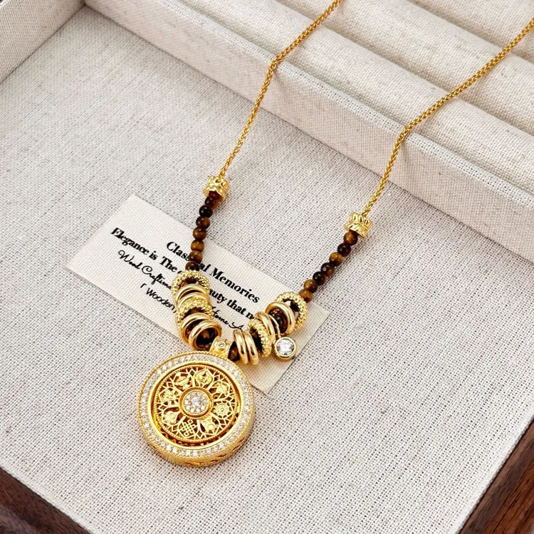 【KEFAN珂梵】新中式古法带钻八宝罗盘项链时尚百搭长款毛衣链