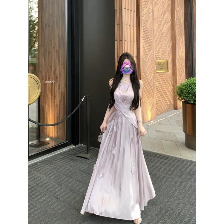 夏季法式明媚大女主紫色气质收腰显瘦上衣+A字半身裙女度假风套装