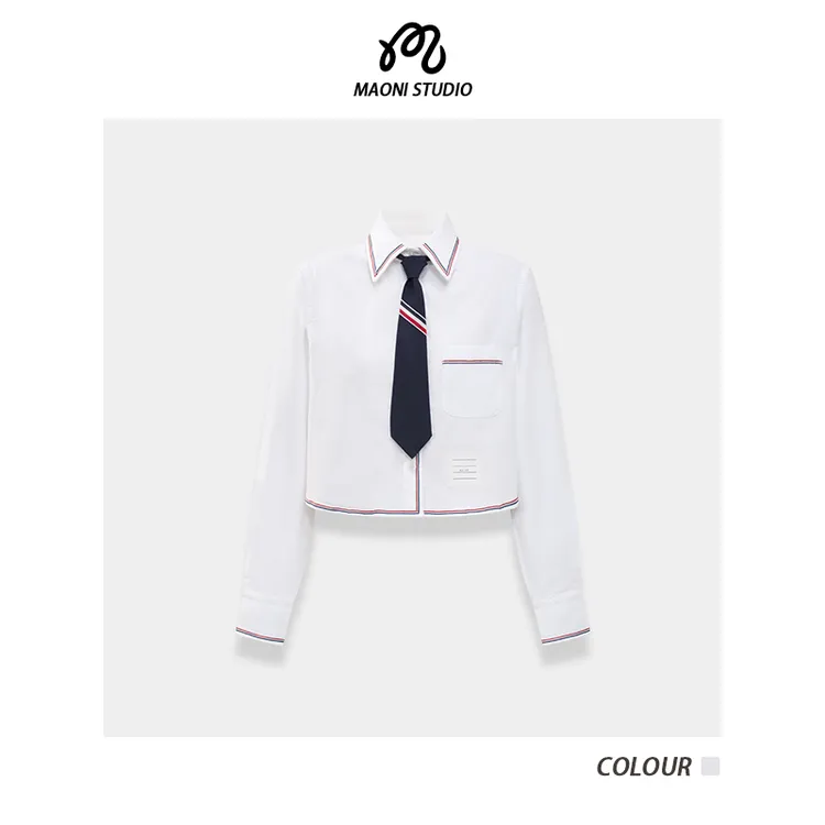 毛妮LADIESFIRST【学院辣妹】配领带学院风衬衫修身长袖早秋L2327