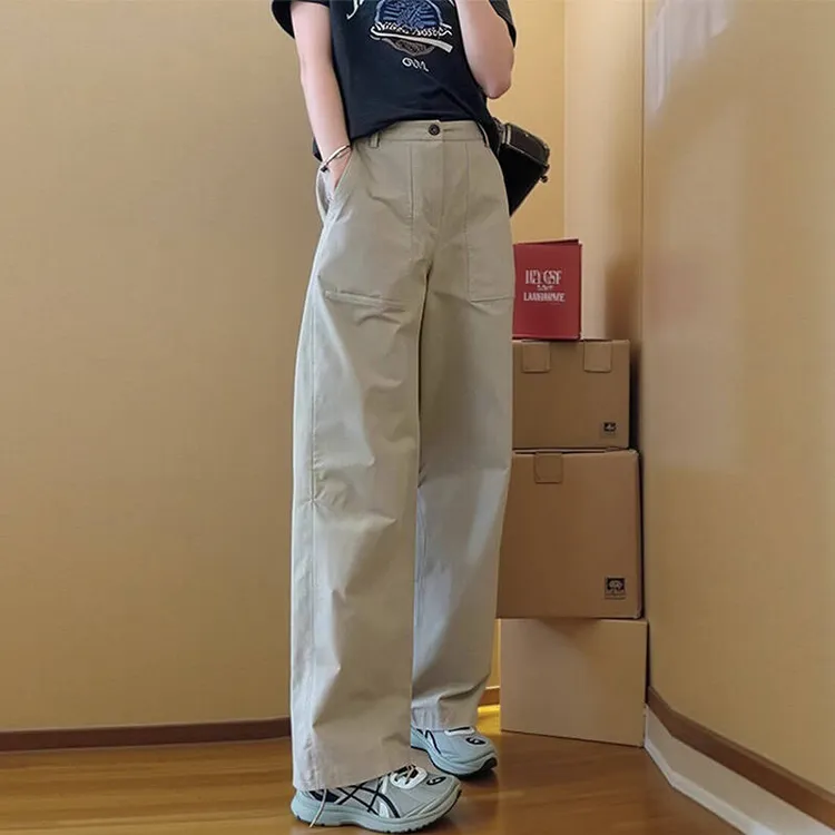 炸街高级感女夏2025复古工装阔腿裤宽松显瘦洋气休闲装拖地长裤子