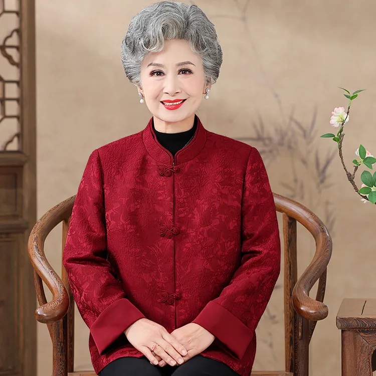 老年人秋装女奶奶婚宴礼服婆婆唐装上衣妈妈秋冬外套喜庆太太衣服