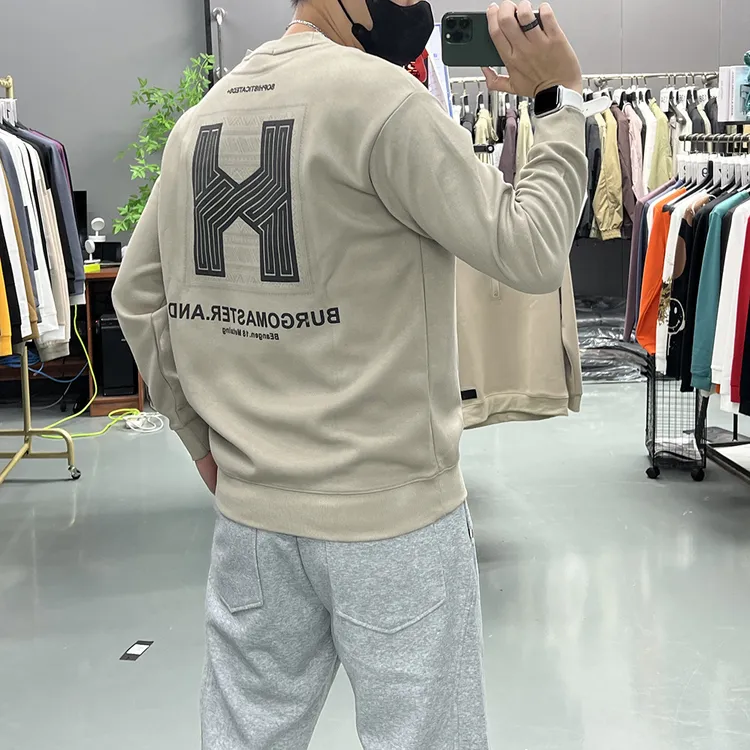 保暖长袖印花秋季圆领水洗卫衣春季时尚上衣百搭套头休闲修身