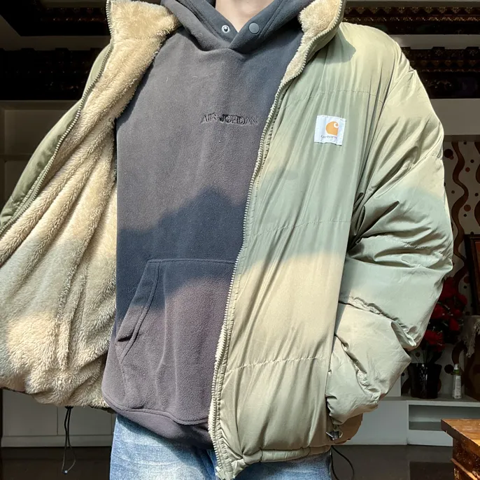 外贸卡哈冬季羊羔绒双面穿立领棉衣男女宽松情侣保暖棉服加厚保暖