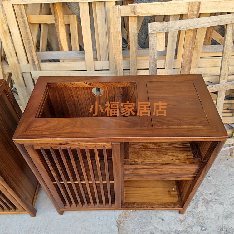 乌金木茶边柜家用储物柜边柜抽屉柜餐边柜茶几泡茶车70*35*68CM