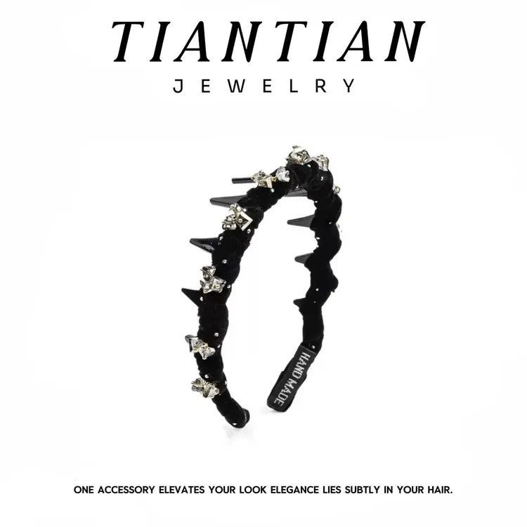 【SONGYI】丝绒高颅顶发箍精致带钻秋冬氛围感复古风