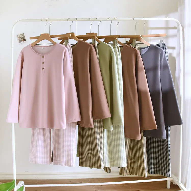 德绒睡衣女新款长袖长裤加厚大码短绒布保暖外穿秋冬家居服套装