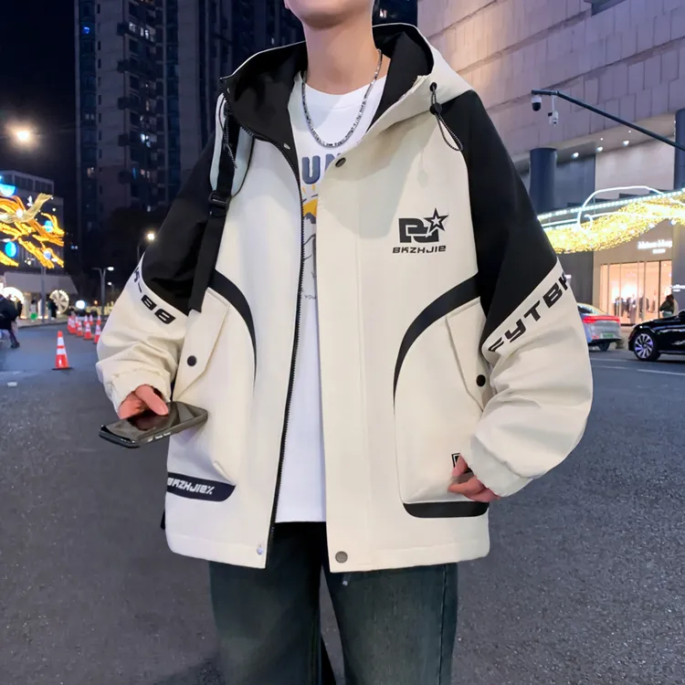 青少年学生连帽夹克外套男春秋新款休闲潮流时尚百搭韩版夹克男