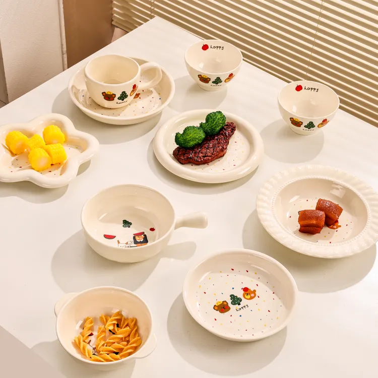 趣味时光可爱小熊餐盘套装女生生日礼物乔迁礼品高颜值饭碗餐具