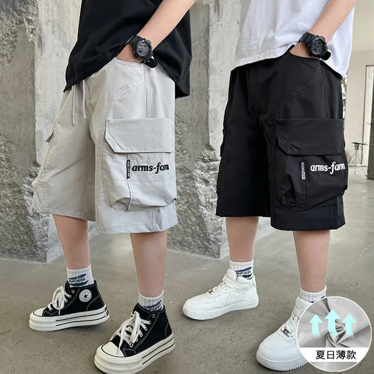 儿童夏款裤子工装夏季字母男童中大童工装裤运动洋气休闲外穿薄款