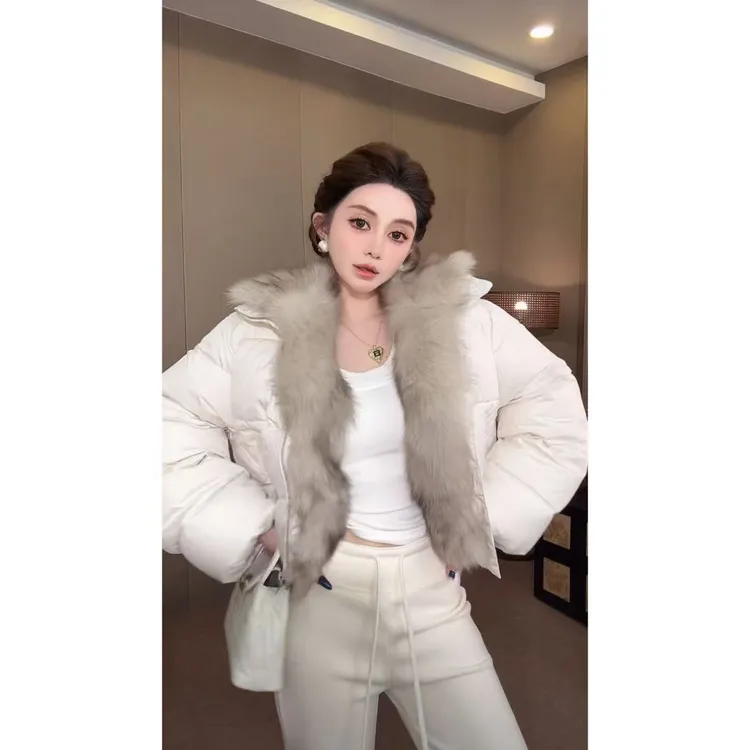 DACPAN-“巴恩派克”领子可拆卸貉子毛羽绒外套 2025/盼·YP456