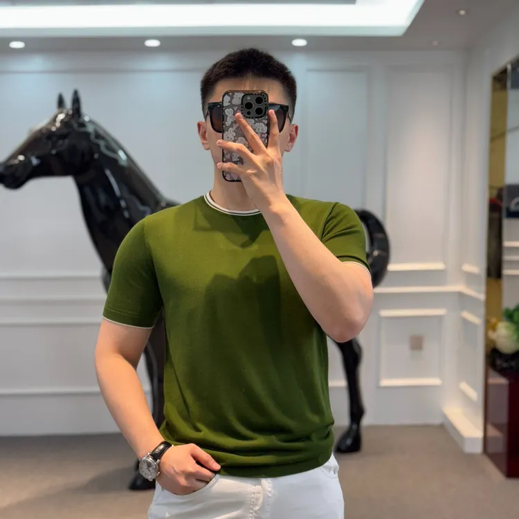 <古帝特尼>“多色撞边”春夏新款纯色舒适休闲圆领套头短袖SJ-26005