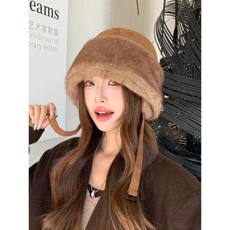 韩版新款麂皮绒毛绒雷锋帽子女冬季加厚保暖护耳渔夫帽防寒包头帽