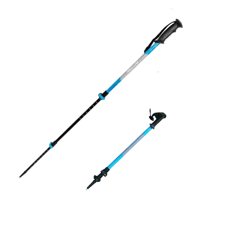 户外多功能折叠三节伸缩外锁登山杖7075铝合金徒步爬山便携手杖