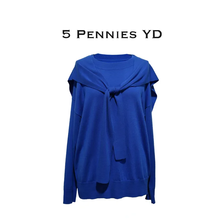 5 PENNIES YD设计师款原创秋季简约两件套披肩针织衫5S0806985L