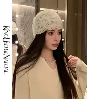 KUN【时髦精手织帽】保暖高颜值 蕾丝手工立体钩花洋气包头针织帽