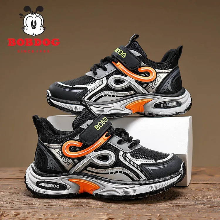 巴布豆男童鞋秋季2025新款爆款中童儿童运动鞋男孩跑步鞋皮面防滑