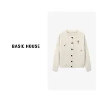 Basic House/百家好短款小香风粗花呢休闲百搭毛衣-B06245C2492