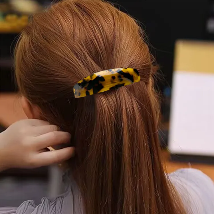 韩版醋酸中号马尾夹弹簧夹双卡头简约气质发夹发卡防滑百搭成人