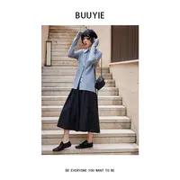 BUUYIE 慵懒风软糯舒适排扣深灰色无缝针织开衫 2470426