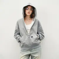 714street落肩宽松短廓加绒连帽卫衣开衫男2025秋情侣帽衫521379