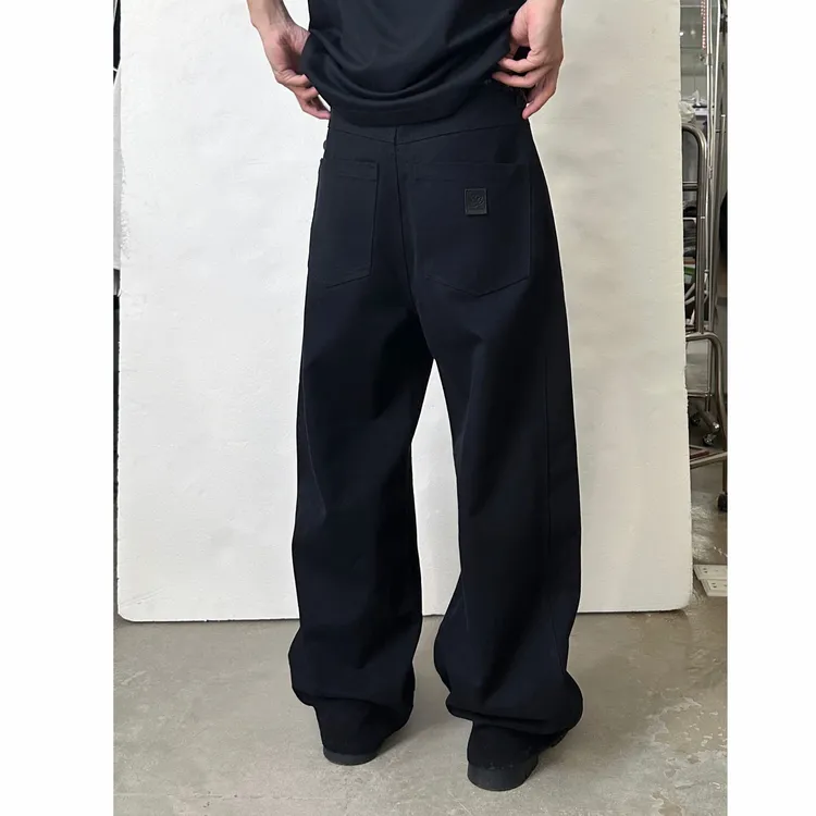 Aee25FW莲花系列「黑牛」 重磅防褪色廓形弯刀香蕉牛仔裤