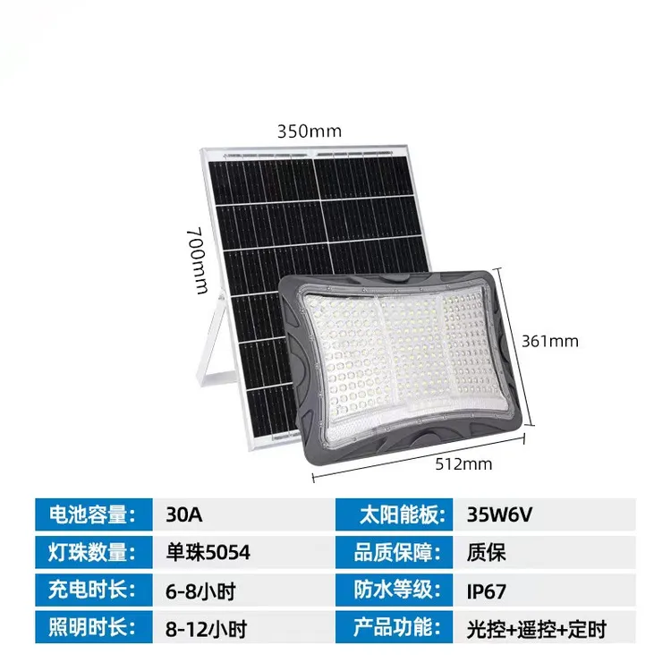 希望之光-爆亮5054大灯珠231珠配光伏板700X350户外室内太阳能灯