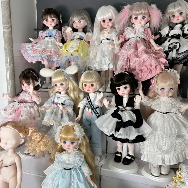正版六分bjd娃娃开盖换眼30厘米mjd素体改妆换装女孩玩具哆叮妹妹