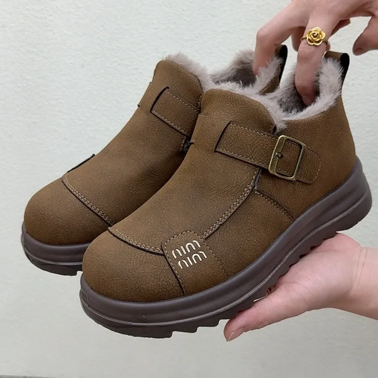 雪地靴女2025冬季新款马丁靴加绒加厚棉鞋保暖防滑勃肯鞋轻便棉靴