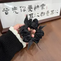 HKK原创小众小香风针织蝴蝶皮质百搭褶皱发圈